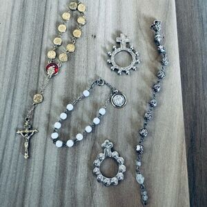 5-pc Catholic Rosary Jewelry Bundle Lot